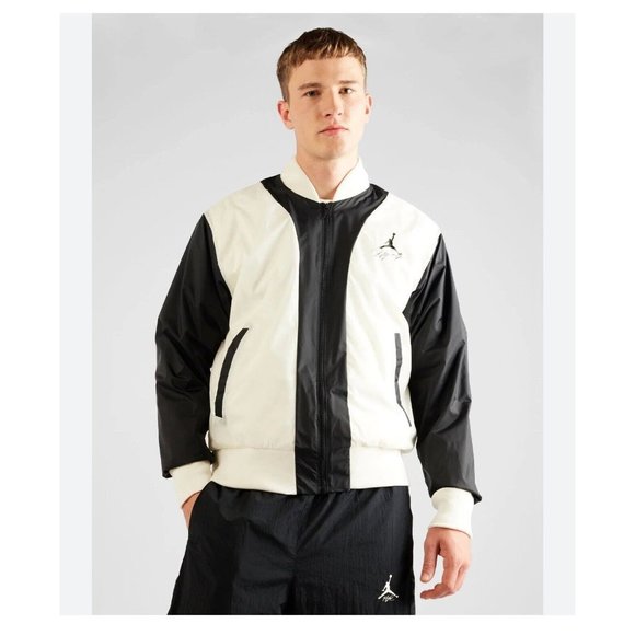 Jordan Flight Jacket Mens Large MVP FB7032-133 Black Off White New Back Spellout - Picture 10 of 13